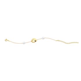 Imagem do produto Pulseira com Duas Pérolas Biwa e Pingente Orgânico Liso Folheado a Ouro 18K