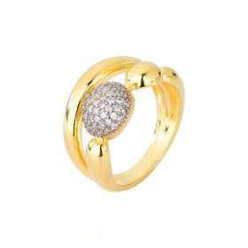 Imagem do produto Anel Multi Aros com Esfera Lisa e Cravejada Folheado a Ouro 18K