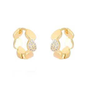 Imagem do produto Brinco Argola Click Ondulada com Gomo Cravejado Folheado a Ouro 18K
