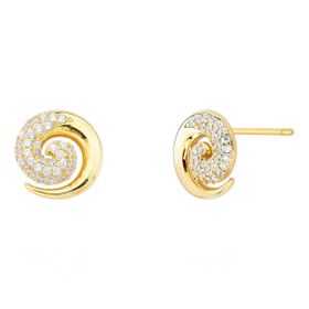 Imagem do produto Brinco Espiral com Pavê de Zircônias e Partes Lisas Folheado a Ouro 18K