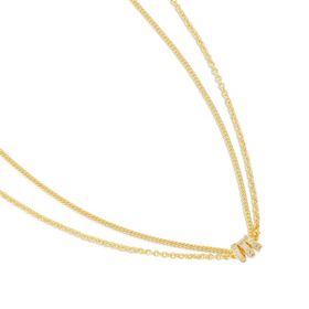 Imagem do produto Colar Duplo com  Elos Argola Intercalados e Cravejados Folheado a Ouro 18K