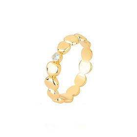 Imagem do produto Anel Aliança Seixos Orgânicos Liso com Ponto de Luz Folheado a Ouro 18K