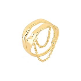 Imagem do produto Anel Triplo Orgânico com Correntes Pendente Folheado a Ouro 18K