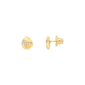 Imagem do produto Brinco Botão Orgânico com Zircônias Folheado a Ouro 18K