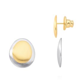 Imagem do produto Brinco Botão Ovais Duo Disc MIX Folheado a Ouro 18K
