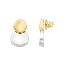 Imagem do produto Brinco Orgânico Duas Pétalas Mix Fosco Folheado a Ouro 18K