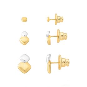 Imagem do produto Brinco Trio de Brincos Orgânicos Quadrados MIX Fosco Folheado a Ouro 18K
