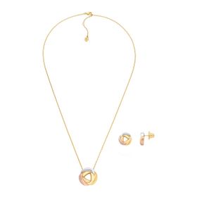 Imagem do produto Conjunto Colar e Brinco Nó Três Tons MIX Folheado a Ouro 18K