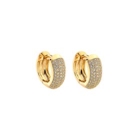 Imagem do produto Brinco Argola Click Abaulada Cravejada de Zircônia Folheado a Ouro 18K