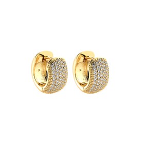 Imagem do produto Brinco Argola Click Abaulada Grande Cravejada de Zircônia Folheado a Ouro 18K