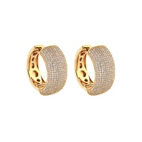 Imagem do produto Brinco Argola Click Abaulada Grande Pavê de Zircônia Folheado a Ouro 18K