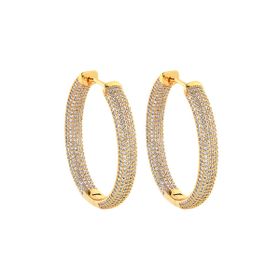Imagem do produto Brinco Argola Click Pavê Cravejado de Zircônias Folheado a Ouro 18K