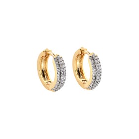 Imagem do produto Brinco Argola de Click com Duas Linhas Pavê Cravejado de Zircônia Folheado a Ouro 18K