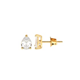 Imagem do produto Brinco Cristal Gota 3 Garras Zircônias Folheado a Ouro 18K