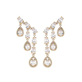 Imagem do produto Brinco Earcuff de Festa Cascata Três Gotas Cravejadas com Zircônias Folheado a Ouro 18K