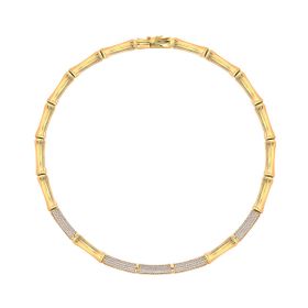 Imagem do produto Colar Choker Bambu com Elos Cravejados de Zircônias e Lisos Folheado a Ouro 18K