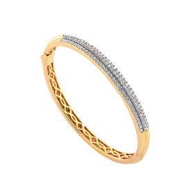 Imagem do produto Pulseira Bracelete Algema Dois Filetes Cravejados com Zircônias Folheado a Ouro 18K