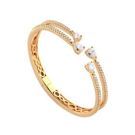 Imagem do produto Pulseira Bracelete Algema Duplo Aberto com Gotas Cravejadas com Zircônias Folheado a Ouro 18K