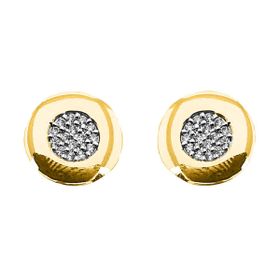Imagem do produto Brinco Botão Liso com Pavê de Zircônia Folheado a Ouro 18K