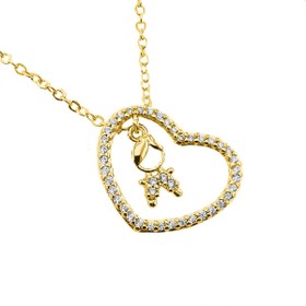 Imagem do produto Colar com Pingente de Coração Vazado e Menino Cravejado de Zircônias Folheado a Ouro 18K