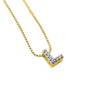Imagem do produto Colar com Pingente Letra L Cravejado de Zircônia Folheado a Ouro 18K