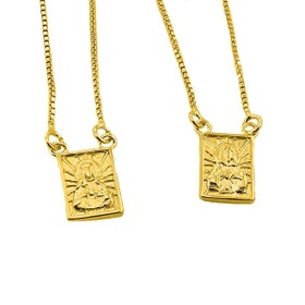 Imagem do produto Colar Escapulário Liso Nossa Senhora do Carmo Folheado a Ouro 18K