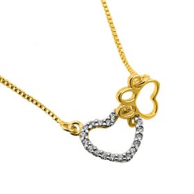 Imagem do produto Colar PET com Pingente de Coração de Zircônias e Patinha Vazados Folheado a Ouro 18K