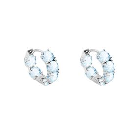 Imagem do produto Brinco Argola Click Cravejada Com Cristais Aqua Frente Verso em Prata 925