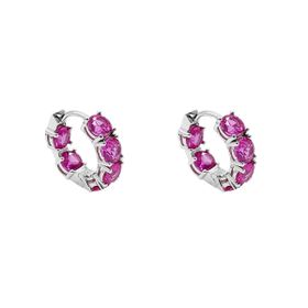 Imagem do produto Brinco Argola Click Cravejada Com Cristais Rosa Frente Verso em Prata 925
