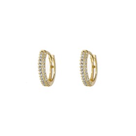 Imagem do produto Brinco de Argola de Click com Duas Fileiras Cravejadas de Zircônia Folheado a Ouro 18K