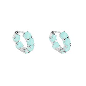 Imagem do produto Brinco Ocean Argola Click Cravejada Com Cristais Paraíba Frente Verso em Prata 925