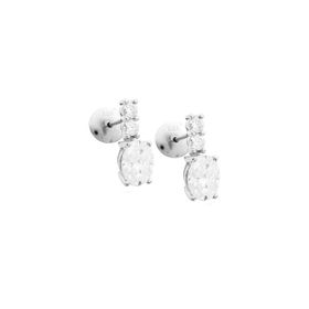 Imagem do produto Brinco Moissanite Gota Pendente com 2 Pontos de Luz na Base em Prata 925