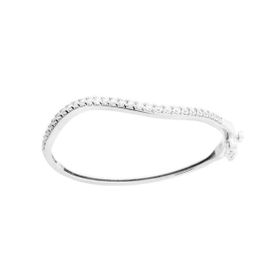 Imagem do produto Pulseira Rígida Ondulada Orgânica com Fileira de Zircônias em Prata 925