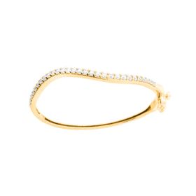 Imagem do produto Pulseira Rígida Ondulada Orgânica com Fileira de Zircônias em Prata 925 Folheado a Ouro 18K