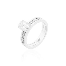 Imagem do produto Anel Moissanite Oval 8X6MM com Cravação no Aro em Prata 925