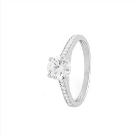 Imagem do produto Anel Moissanite Ponto de Luz 6,5MM com Aro Cravejado em Prata 925