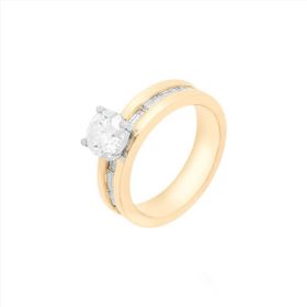 Imagem do produto Anel Ponto de Luz Moissanite com Navetes no Aro em Prata 925 Folheado a Ouro 18K