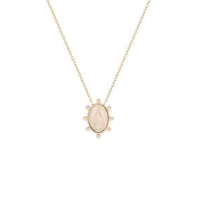 Imagem do produto Colar Moissanite Medalha de Nossa Senhora das Graças com Pontos de Luz em Prata 925 Folheado a Ouro 18K