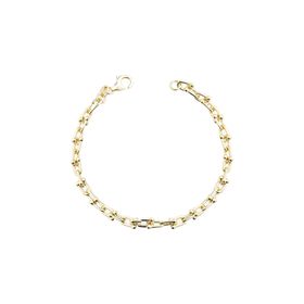 Imagem do produto Pulseira Elos com Esferas Lisas em Prata 925 Folheado a Ouro 18K