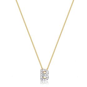 Imagem do produto Colar Stelle Letras Cravejado de Zircônias Folheado a Ouro 18K
