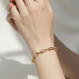 Imagem do produto Pulseira Elos com Esferas Lisas em Prata 925 Folheado a Ouro 18K
