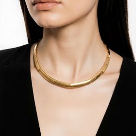 Imagem do produto Colar Chocker Rígido Liso em Prata 925 Folheado a Ouro 18K