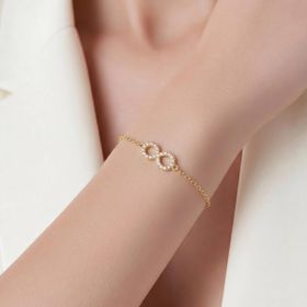 Imagem do produto Pulseira com Pingente Infinito Cravejado com Zircônias Folheado a Ouro 18K