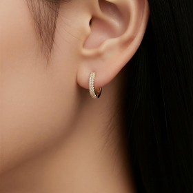 Imagem do produto Brinco de Argola de Click com Duas Fileiras Cravejadas de Zircônia Folheado a Ouro 18K