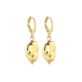 Imagem do produto Brinco de Argola com Pingente de Gota Orgânica Liso Folheado a Ouro 18K