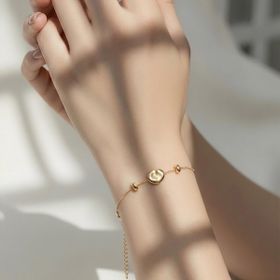 Imagem do produto Pulseira com Pingentes Orgânicos Oval Liso Folheado a Ouro 18K