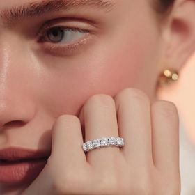 Imagem do produto Anel Meia Aliança 7 Moissanites 3MM em Prata 925