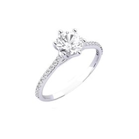 Imagem do produto Anel Moissanite 5MM com 6 Garras e Aro Meio Cravejado em Prata 925