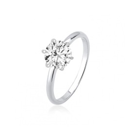 Imagem do produto Anel Solitário Moissanite 5MM 6 Garras Liso em Prata 925