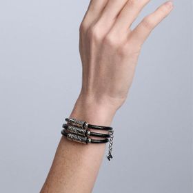 Imagem do produto Pulseira Kit Couro Animal Print Prata Boho by Hector Albertazzi